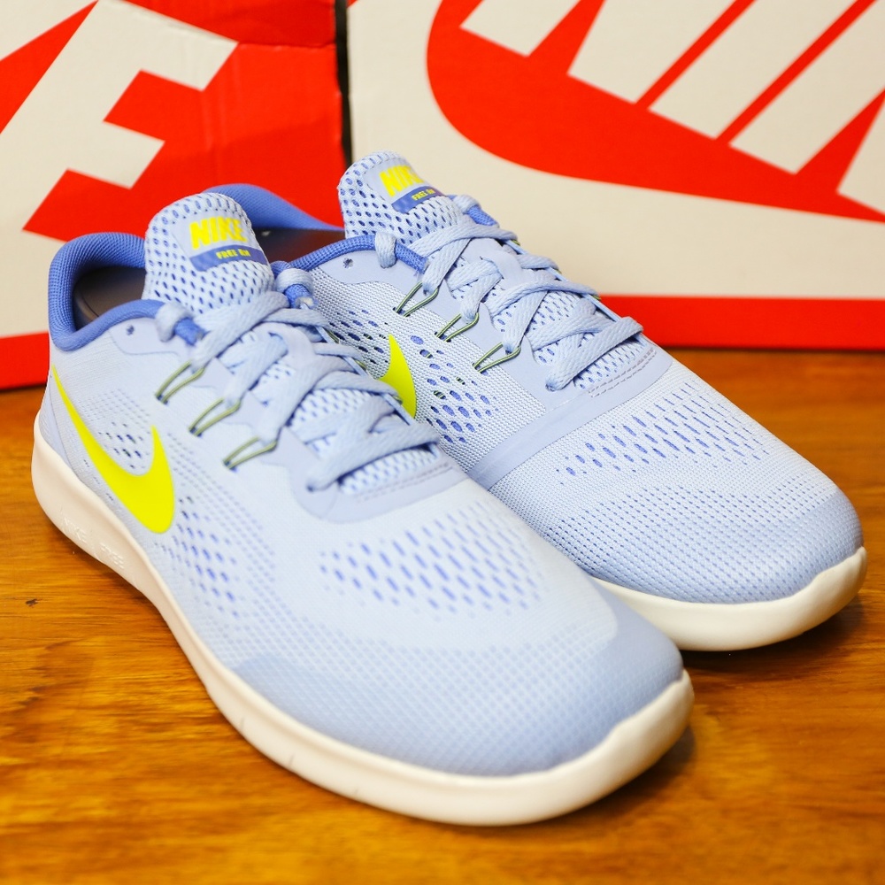 Nike Free RN GS Girls Medium Blue 833993-403 Lime - Picture 3 of 7